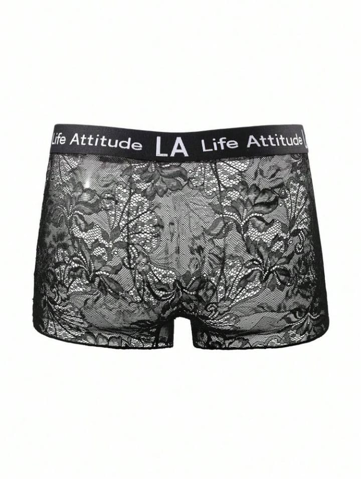 Men's Sexy Lace Trunk  With Letter Waistband